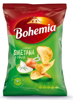 Bohemia Chips smetana/jarní cibulka 70g / Bohemia Chips Sahne / Frühlingszwiebel