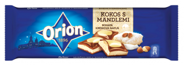 Orion Cokoláda mléčno-bílá kokos m Mandel 12x240g Milchschokolade -weism.Kokos