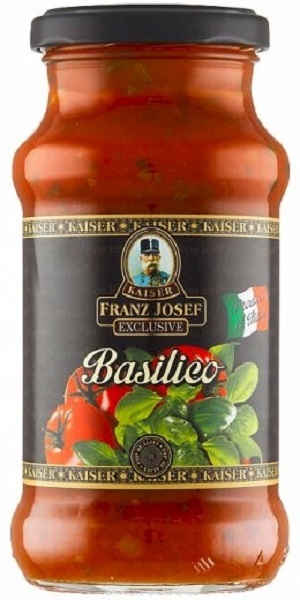 Franz Josef Kaiser Exclusive Basilico rajčatová omáčka s bazalkou 350g - Basilico Tomatensauce mit Basilikum