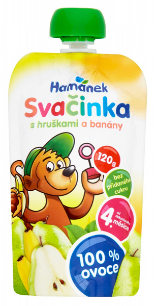 Hamé Hamánek Svačinka hruška a banán 8x120g / Birnen-Bananen-Snack